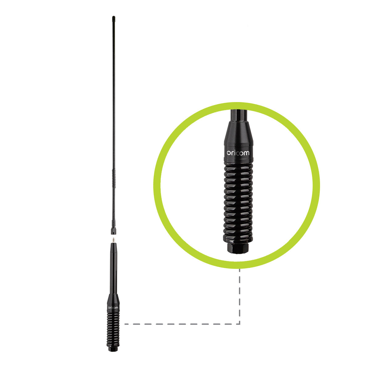 ANU240 6.5dBi UHF CB Antenna with Parallel Spring Base