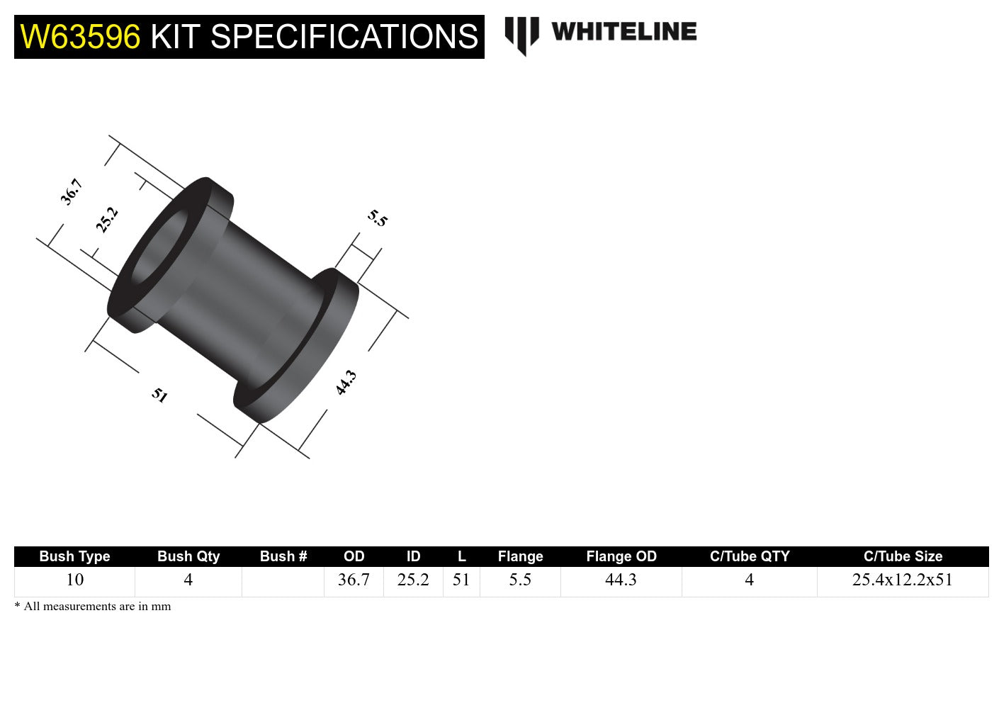 Rear Control Arm Lower - Bushing Kit to Suit Mazda6 GG, GY (W63596)