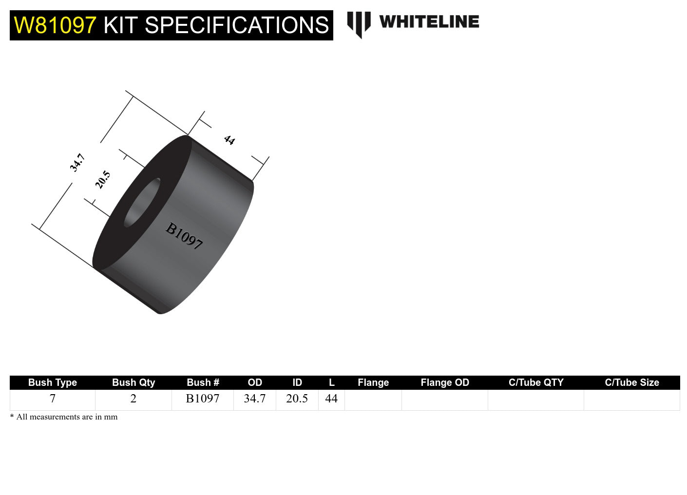 Front Control Arm Lower - Inner Bushing Kit to Suit Chrysler Valiant (W81097)