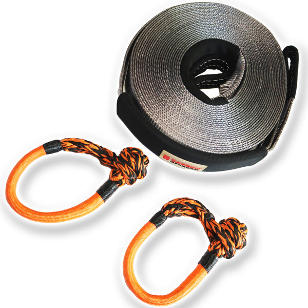 Carbon 20m 8T Winch Extension Strap and 2 x Soft Shackle Combo Deal