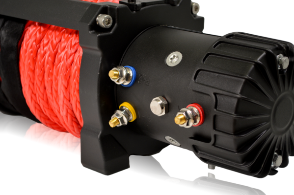 Carbon 12K VER.2 12000lb Electric Winch With Red Synthetic Rope and Hook