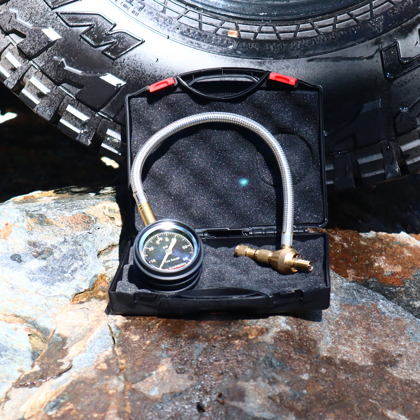 Carbon Offroad Speedy Tyre Deflator / Pressure Gauge Analogue or Digital