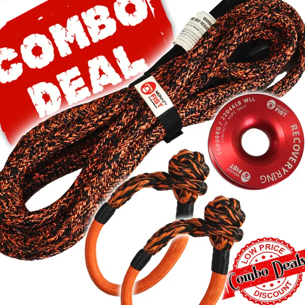 Carbon 4m 14000kg Bridle Rope, 2 x Soft Shackle, Recovery Ring Combo Deal