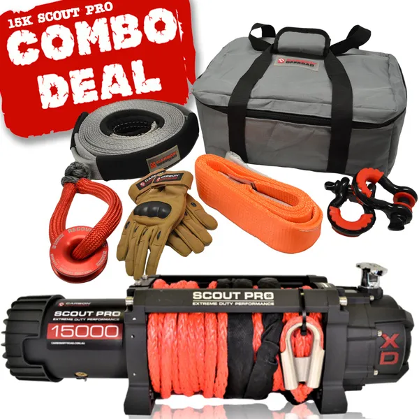 Carbon Scout Pro 15K Winch and Recovery Kit Combo