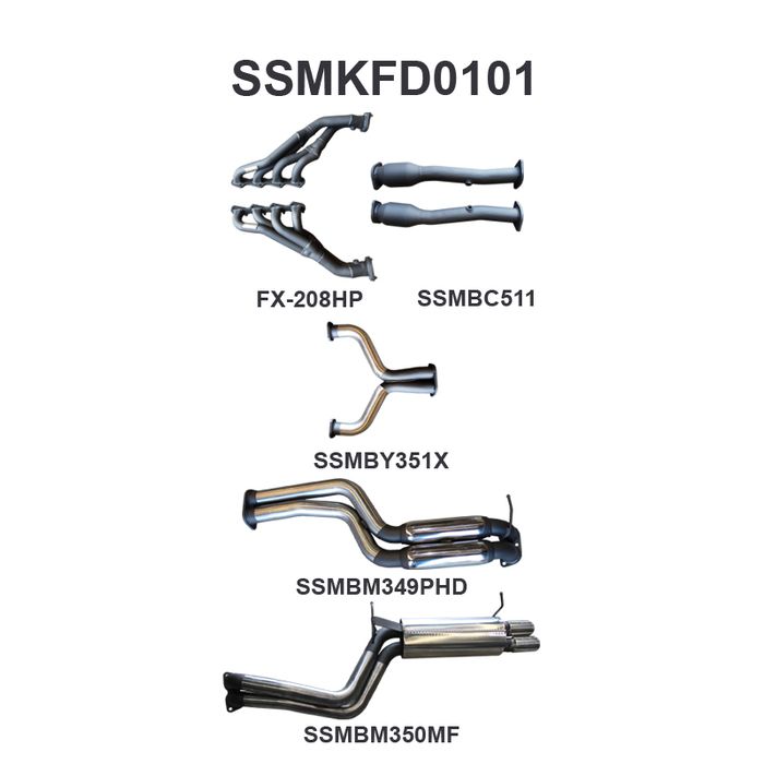 Manta - BA BF V8 4V Sedan 2.5in Dual With Extractors Hotdog/Muffler (SSMKFD0101) - (SSMKFD0101)