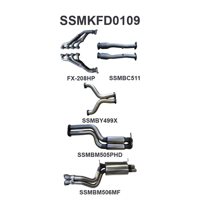 BA BF V8 4V Sedan 3in Dual With Extractors Hotdog/Muffler (SSMKFD0109)