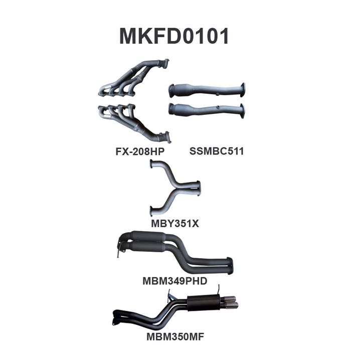 Manta - BA BF V8 4V Sedan 2.5in Dual With Extractors Hotdog/Muffler (MKFD0101) - (MKFD0101)