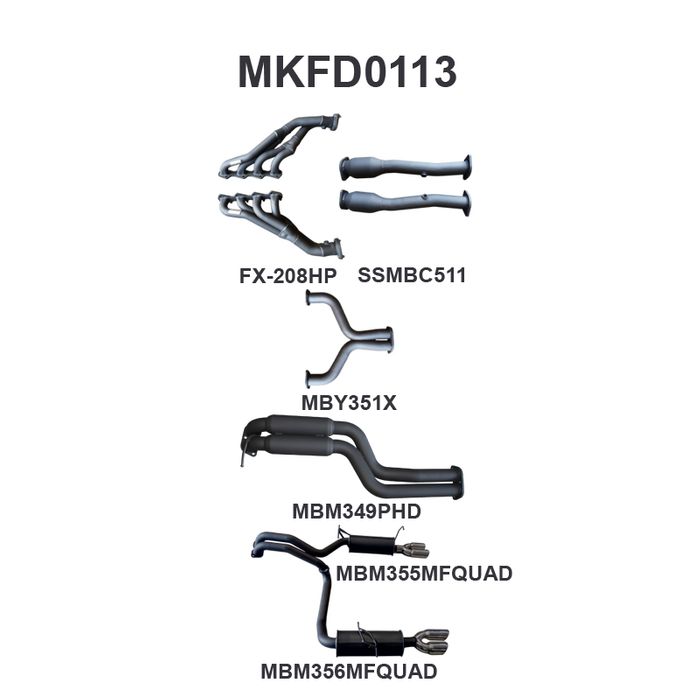 BA BF V8 4V Sedan 2.5in L & R With Extractors Hotdog/Muffler (MKFD0113)