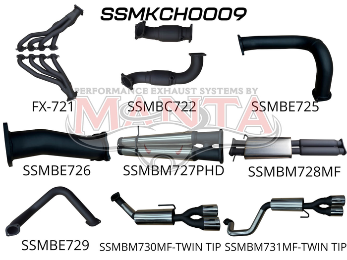 Manta - Chevrolet Silverado 1500 6.2L V8 Full Exhaust System inc Extractors & Cats, with quad tips (SSMKCH0009) - (SSMKCH0009)