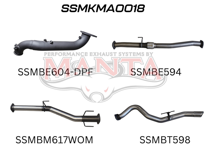 BT50 2020 ON 3.0L TURBO BACK WITHOUT CAT & WITHOUT MUFFLER (SSMKMA0018)