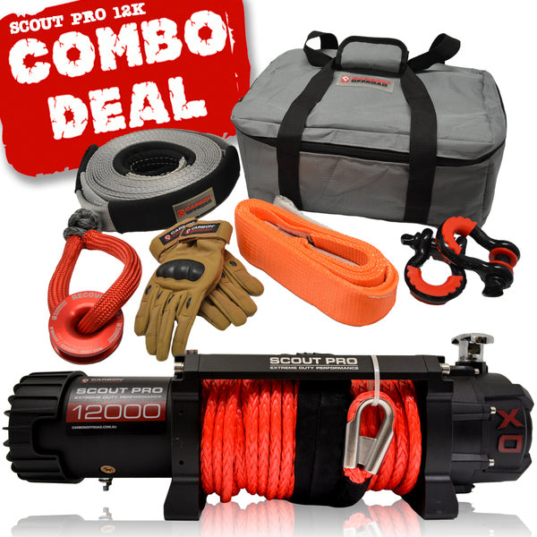 Carbon Scout Pro 12K Winch and Recovery Kit Combo